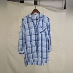 Anthropologie Cloth & Stone Plaid Raw Hem Shirt Dress